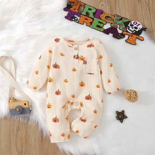 Miniatura 114 de Disfraz de Halloween para bebé niño y niña, mameluco de manga larga con diseño de calabaza, mameluco para Halloween