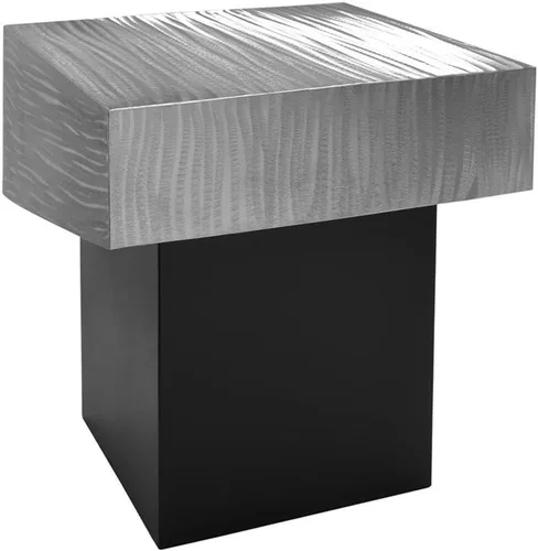 Miniatura 6 de Meridian Furniture Colección Palladium Modern Mesa auxiliar superior texturizada contemporánea con base de metal negro mate, 18 pulgadas de ancho