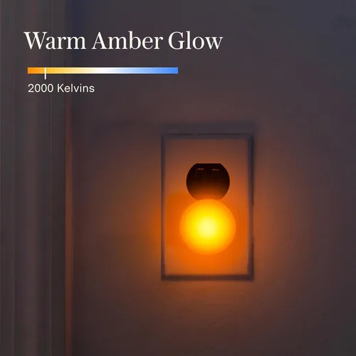 Miniatura 4 de Loftie – Luces nocturnas enchufables en la pared - 0.5W Luz nocturna enchufable - Resplandor ámbar cálido, luz de pared con sensor de atardecer a