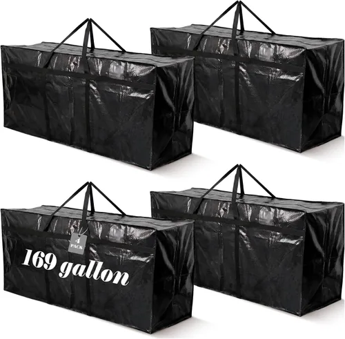 Miniatura 52 de 4 Piezas Bolsas de Mudanza Grandes con Cremallera y Asas Bolsas de Lona Tipo Duffle Plegables de Almacenamiento Extra Resistentes Extra Grandes