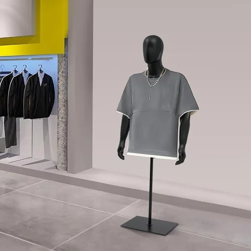 Miniatura 4 de Vestido masculino con forma de maniquí de medio cuerpo, 51-79 pulgadas de altura ajustable con soporte, brazos desmontables de costura modelo Negro