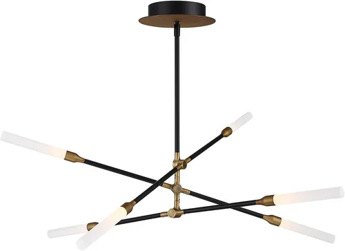 Miniatura 3 de WAC Lighting dweLED, Houdini 6 luces LED colgante 3000K en negro y latón envejecido