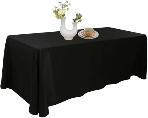 Urby Mantel negro para mesas rectangulares de 6 a 8 pies con capacidad para 6 a 8 personas, manteles de mesa de tela para fiestas de 6 a 8 sillas,
