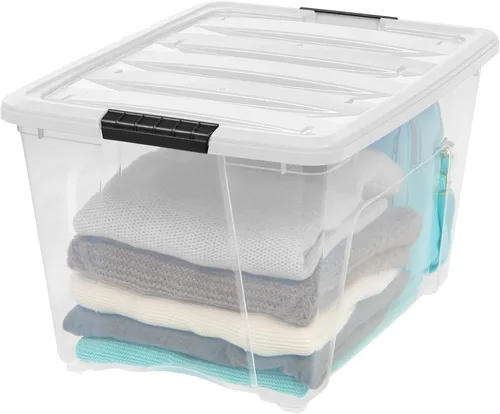 Miniatura 4 de IRIS USA 6-Pack 54 qt, contenedores de almacenamiento apilables con tapas [Hecho en EE. UU.] - Organizador diario con cierre, contenedores