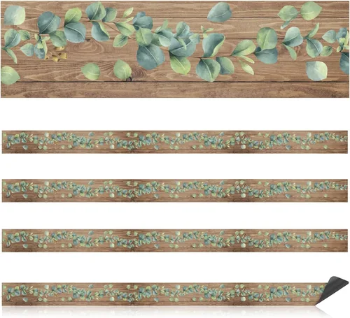 Ireer 24 tiras magnéticas retro para tablero de anuncios, tiras decorativas con bordes adhesivos para pizarra de anuncios (Eucalyptus)