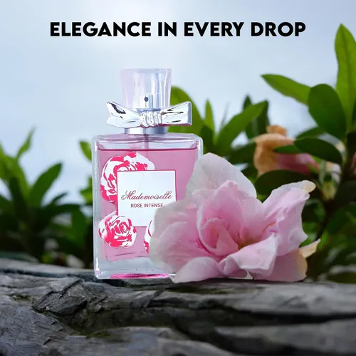 Miniatura 3 de AFLUXE Perfume en aerosol para mujer Mademoiselle Rose Intense Eau De Parfum Colonia de larga duración para mujer, fragancia floral refrescante