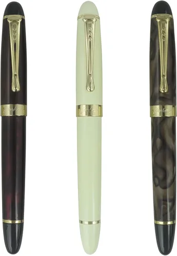 Miniatura 9 de Pluma estilográfica Jinhao con adornos plateados, punta mediana X750 con estuche de regalo (negro escarchado)