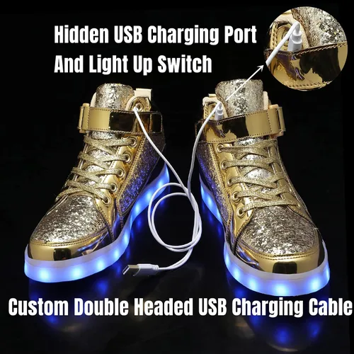Miniatura 4 de IGxx Zapatos con luz LED para niños, tenis de alta calidad, zapatos con luces para niños, carga USB, entrenadores luminosos intermitentes