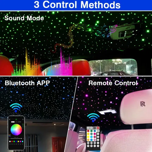 Miniatura 4 de FIREWORK Twinkle - Kit de techo RGBW Starlight de 16 W, 360 piezas, luces de estrella de fibra óptica mixtas de 9.8 pies para techo de coche y hogar