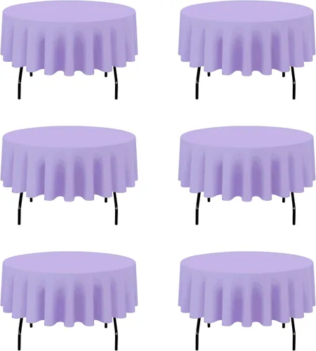 Miniatura 14 de BRILLMAX Paquete de 4 manteles redondos color azul rey de 132 pulgadas, tela de lino de poliéster lavable a granel, para bodas, recepciones, Azul