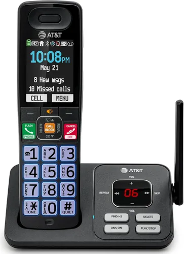 Miniatura 21 de AT&T Teléfono inalámbrico DECT 6.0, 3 auriculares, bloqueador de llamadas inteligente, conexión Bluetooth a celda, contestador automático, pantalla