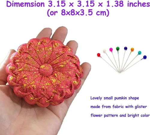 Miniatura 2 de Cojines de alfiler de 3.1 x 3.1 x 1.4 in con pasador de coser, 50 piezas con purpurina en forma de calabaza, costura de punto de cruz para el hogar