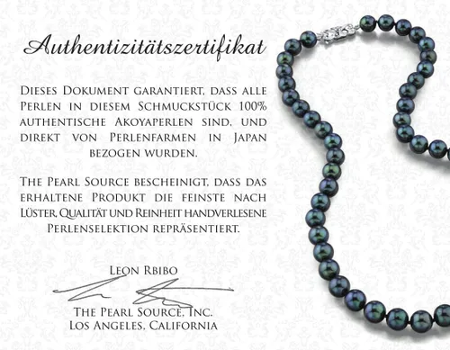 Miniatura 14 de The Pearl Source Black Akoya Japanese Pearl Necklace for Women - 14k Gold Pearl Strand Necklace 18in Long Pearl Necklace with Genuine Cultured