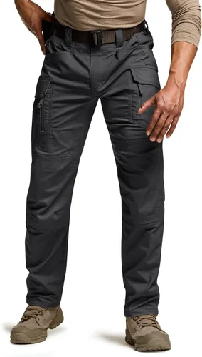 CQR - Pantalones tácticos elásticos para hombre, pantalones cargo de ripstop resistentes al agua, pantalones ligeros para trabajo al aire libre y