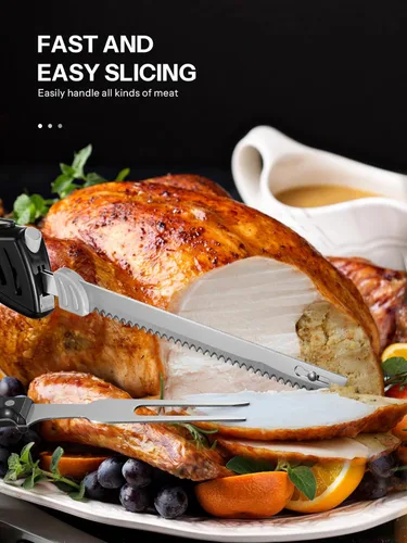 Miniatura 2 de Reemix Cuchillo eléctrico, Z3042 Juego de cuchillos eléctricos para trinchar carnes, aves, pan, espuma para manualidades y más, 2 cuchillas