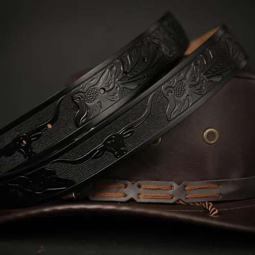 Miniatura 6 de CHAOREN Cinturones occidentales para hombre sin hebilla, cinturón vaquero de 1.5 pulgadas, cinturón de cuero genuino para jeans, agujero ovalado