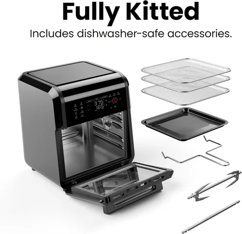 Miniatura 8 de Chefman Horno freidora de aire 6 en 1 de 12 cuartos de galón con temporizador digital, pantalla táctil y 12 ajustes preestablecidos, horno