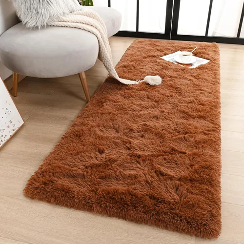 Miniatura 39 de Terrug Alfombra Corredor Negra Esponjosa para Dormitorio, 2x6 Pies Lindas Alfombras de Área de Pelo Largo para Pasillo, Alfombra de Felpa Suave