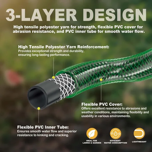 Miniatura 2 de Manguera flexible líder para conexión divisor: manguera de jardín hembra a hembra de 1 pie - No necesita adaptador manguera corta sin fugas