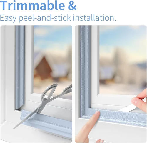 Miniatura 8 de Tira de sellado mejorada para puerta y ventana, tira de aislamiento de puerta y ventana autoadhesiva de 9.8 pies, sello de desgaste en forma de V