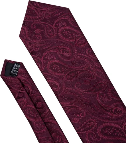 Miniatura 103 de Barry.Wang - Juego de corbata de seda para hombre, diseño de cachemira, pañuelo y gemelos de bolsillo