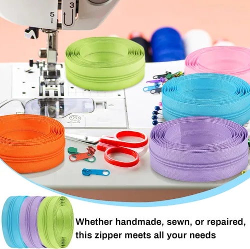 Miniatura 5 de DOITEM 31 yardas, 10 unidades de cremalleras de costura #3, cremalleras de bobina de nailon surtidos para coser con 40 deslizadores de cremallera