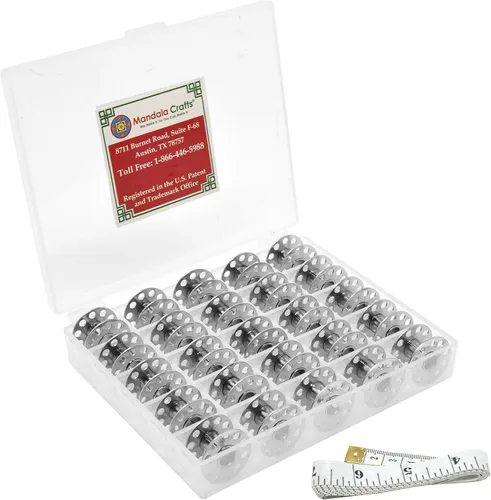 Miniatura 9 de Mandala Crafts Bobinas vacías SA155 para máquina de coser Brother, 36 bobinas de plástico de metal para máquina de coser Singer - Bobinas