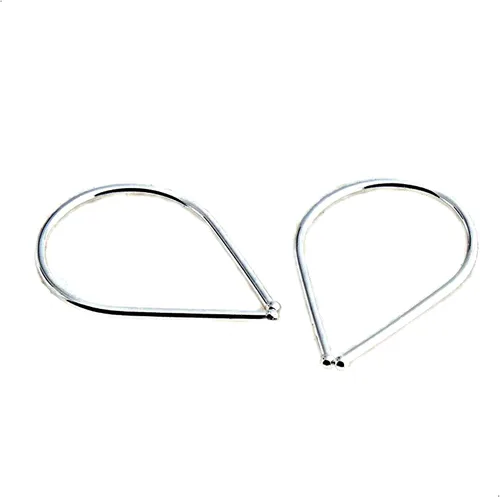 Miniatura 17 de 13mm de plata de ley 20 GA Aretes de aro invertidos colgantes de lágrima hipoalergénicos ligeros con hilo para mujer