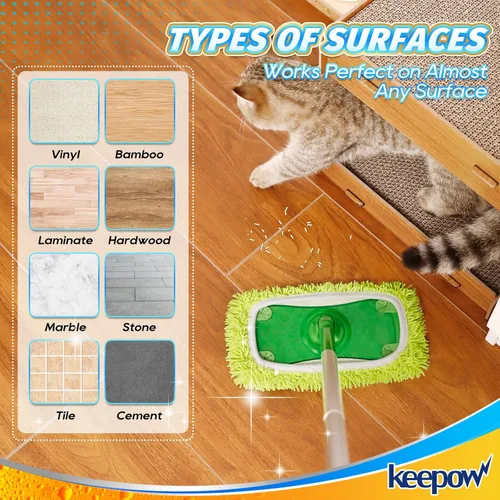 Miniatura 5 de KEEPOW Paños de barrido en seco reutilizables compatibles con Swiffer Sweeper, paños de trapeado húmedos lavables, almohadillas de trapeador