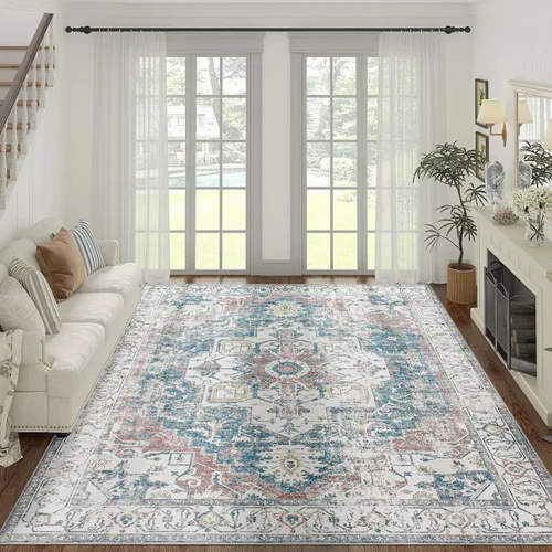 Miniatura 36 de jinchan Alfombra de Área 2x3 pies Alfombra Vintage de Entrada Lavable Bohemia Tapete Interior para Puerta Medallón Floral Tapete Pequeño para Puerta