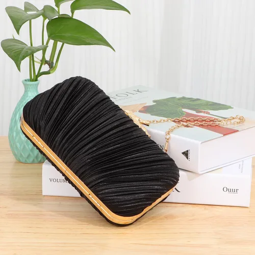 Miniatura 2 de Freie Liebe Bolso de mano para mujer, bolso de noche plisado con cadena para fiesta de boda with Chain