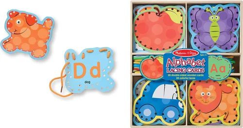 Miniatura 7 de Melissa & Doug. Juego de tarjetas de madera con paneles de doble cara y cordones a juego