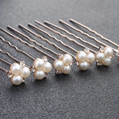 Miniatura 3 de Accesorios para el cabello para mujer, juego de horquillas de boda, joyería para mujer, flor plateada, pinzas de perlas, novias, tocados, damas