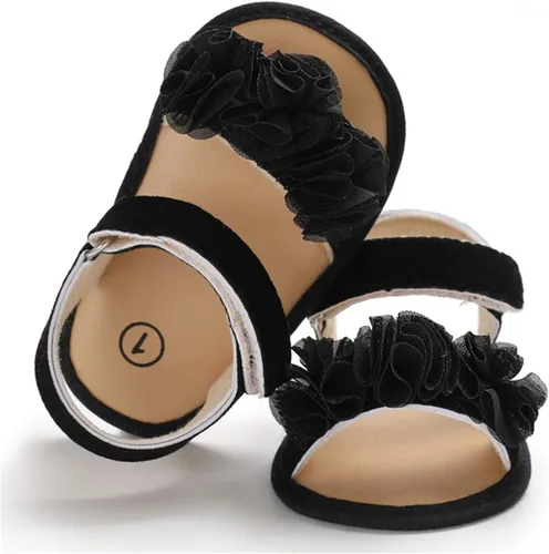 Miniatura 5 de COSANKIM Sandalias de verano para bebés y niñas con suela suave de flores, zapatos de vestir para cuna, recién nacidos, para recién nacidos