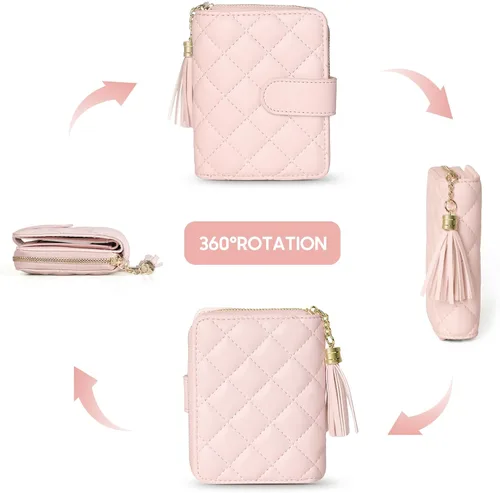 Miniatura 5 de Billetera para tarjetas de crédito, con cremallera para hombres y mujeres, Rosado, Classic