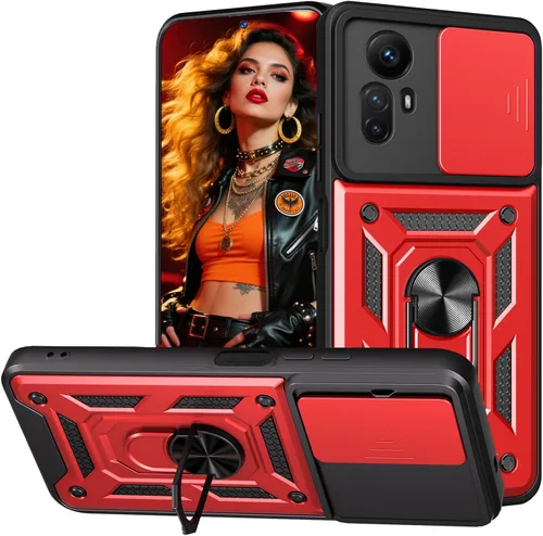 Miniatura 9 de Funda de teléfono celular para Xiaomi Redmi Note 12S, protección resistente con cubierta deslizante para cámara, soporte giratorio de metal de 360°