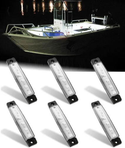 Shangyuan Luces marinas: 6 luces interiores LED impermeables para yate, barco de pesca, kayak y más, 12 V Blanco