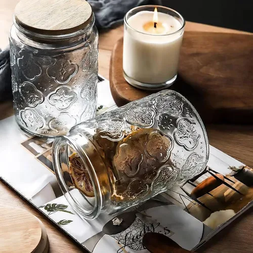 Miniatura 3 de Custde - Recipientes de cristal para almacenamiento con tapa hermética, envase de 23.7oz para encimera de cocina con tapa de bambú, azúcar moreno