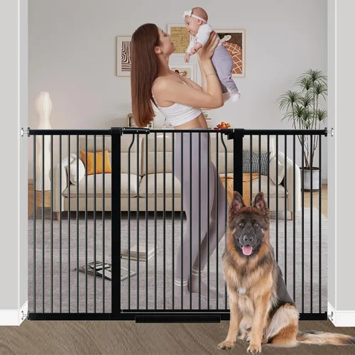 Miniatura 8 de Puerta de bebé extra alta de 40.55" para escaleras - 40.6"-54.7" de ancho 1.37" de espaciado ultra estrecho Puerta extra ancha para gatos y perros