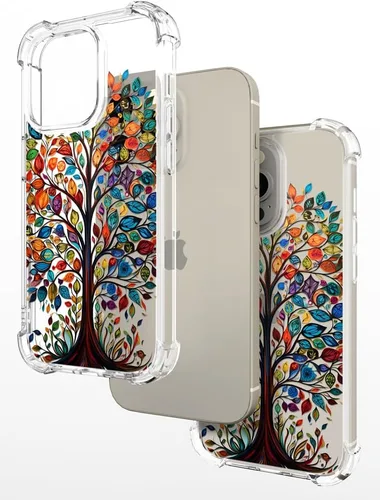 Miniatura 7 de Hungo Funda compatible con iPhone 15 Pro Max para mujer, diseño transparente lindo, árbol Promax femenino con hojas coloridas de otoño