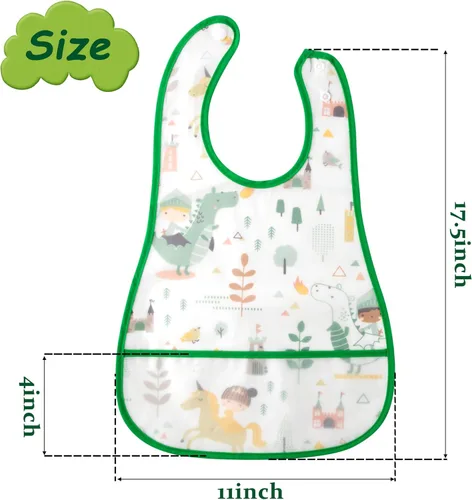 Miniatura 2 de R HORSE Juego de 5 baberos para bebés con bolsillo para atrapar migas y botón a presión, baberos impermeables para bebés de 6 a 24 meses Animal
