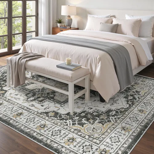 Miniatura 169 de Madane Tapete lavable de 2 x 10 pies para pasillo, cocina, recibidor, clásico, suave, antideslizante para interiores, casa de campo, baño, sala