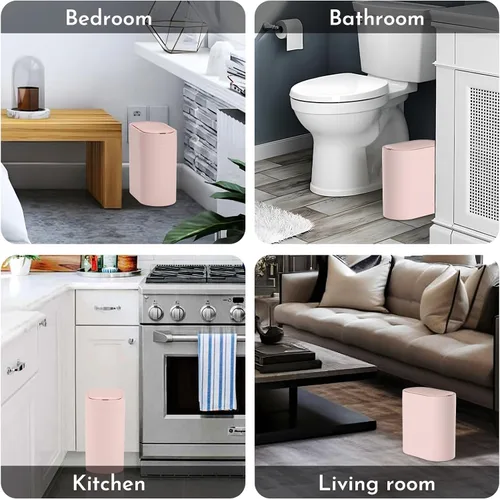 Miniatura 7 de SYNCVIBE Basurero de baño con tapa de 2 galones delgado con sensor de movimiento, cubo de basura de plástico automático estrecho para dormitorio