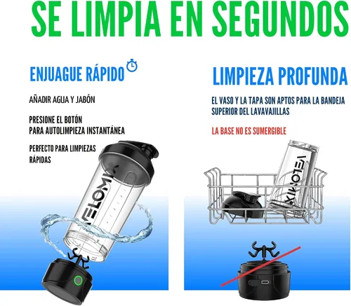 Miniatura 8 de VELOMIX Botella agitadora de proteínas eléctrica - 24 oz Recargable USB-C Vasos agitadores a prueba de fugas para batidos de proteínas
