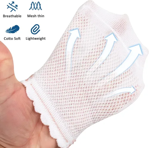 Miniatura 3 de Looching Paquete de 5 calcetines de malla delgados de algodón de corte bajo para niños pequeños, calcetines de tobillo invisibles 1-12T