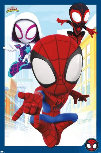 Miniatura 9 de Marvel Spidey and His Amazing Friends - Póster de pared grupal, 22.4 pulgadas de largo x 14.7 pulgadas de ancho, versión enmarcada de madera