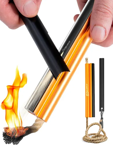 Miniatura 9 de Herramienta de supervivencia de arranque de fuego – Kit todo en uno de pedernal y acero – Encendedor de fuego con barra de ferrocerio con mecha