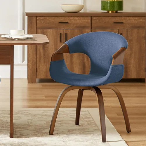 Miniatura 14 de Zouron Silla de comedor moderna de mediados de siglo, silla tapizada de piel sintética con reposabrazos, silla decorativa con patas de madera