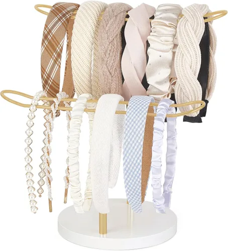 Organizador con soporte para diademas Dahey de metal de 2 niveles, soporte de exhibición para aros para el pelo, organizador para diademas,