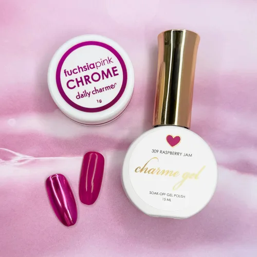Miniatura 3 de Polvo de uñas cromado cromado diario (rosa fucsia) 0.04 oz, polvo de inmersión metálico para arte de uñas, manicura de efecto espejo, manicura